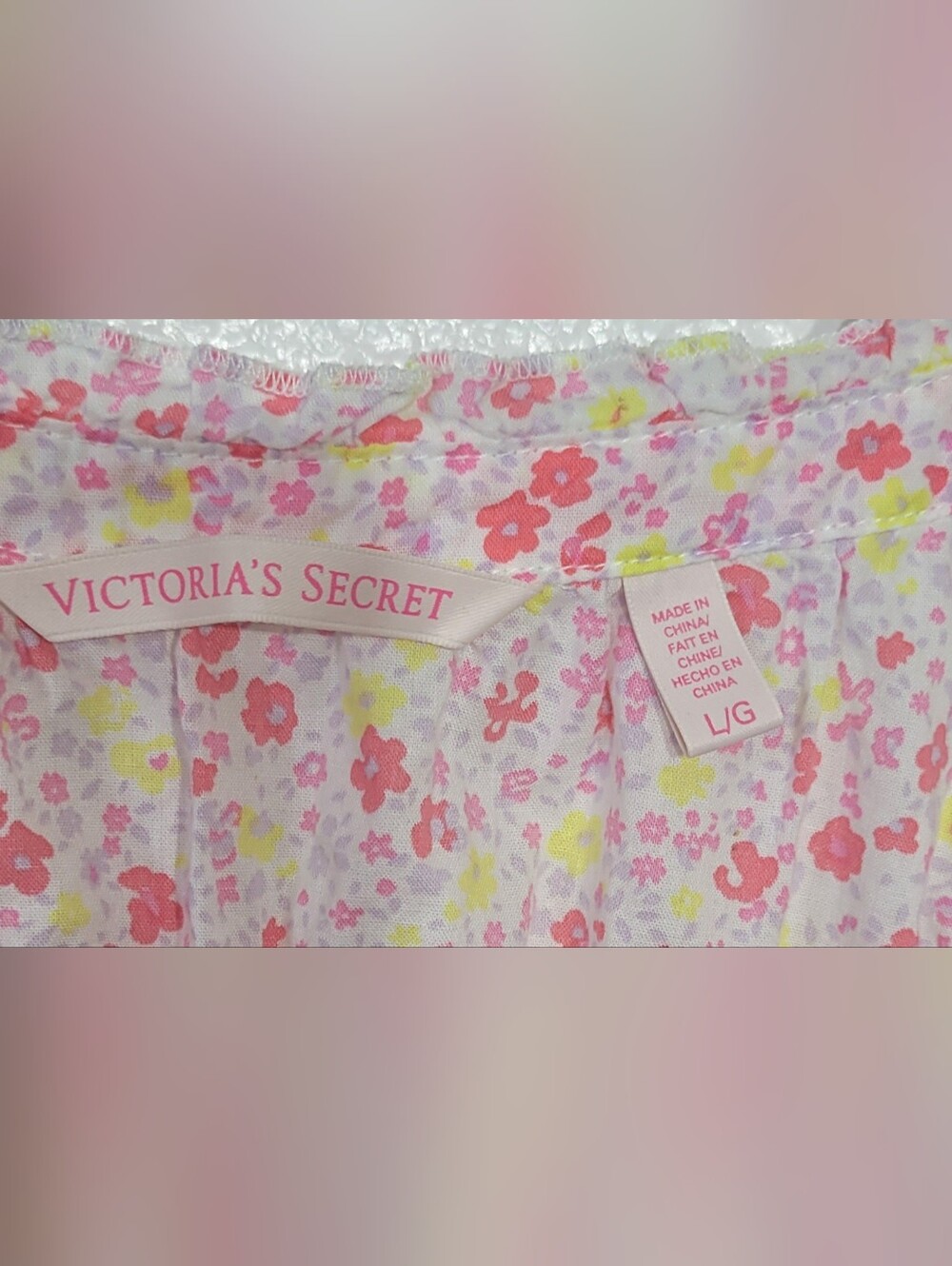 Victoria's Secret Floral Cotton Babydoll Chemise Nightgown Pink Large L Sleep - Picture 5 of 7